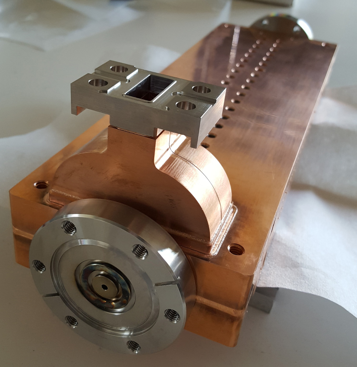Hard copper-alloy accelerator structure joined by electron-beam welding