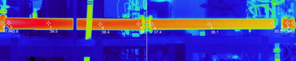 Infrared thermal image of the Dymenso load during long-pulse RF operation